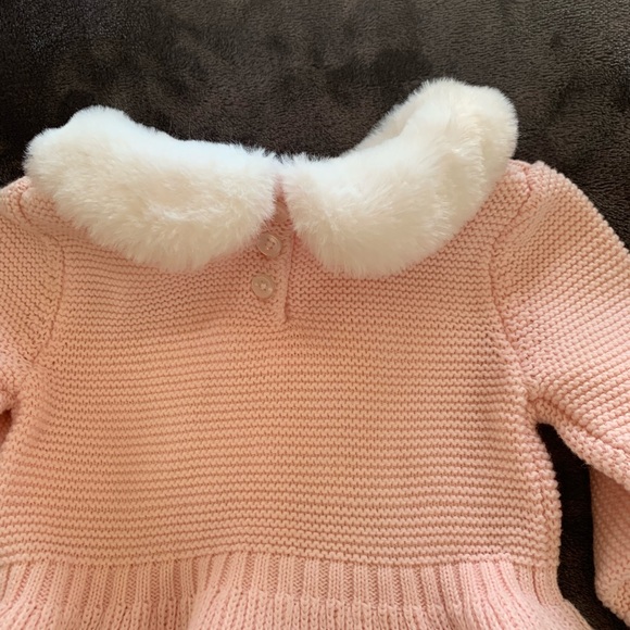 RACHEL ASHWELL DRESS W/ FUR TRIM COLLAR CUFFS PINK - Picture 9 of 11